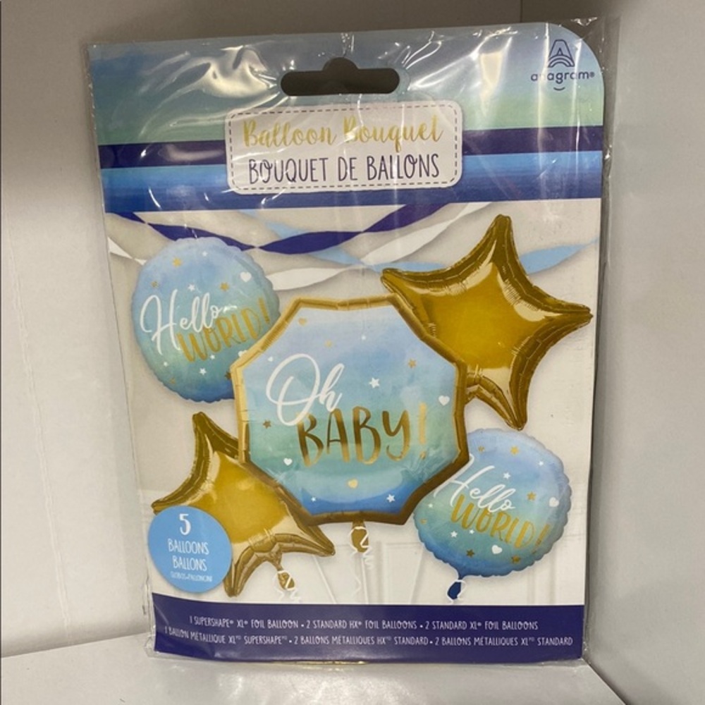 Amscan Gold and Blue 'Oh Baby' Balloon Bouquet baby boy shower party balloon